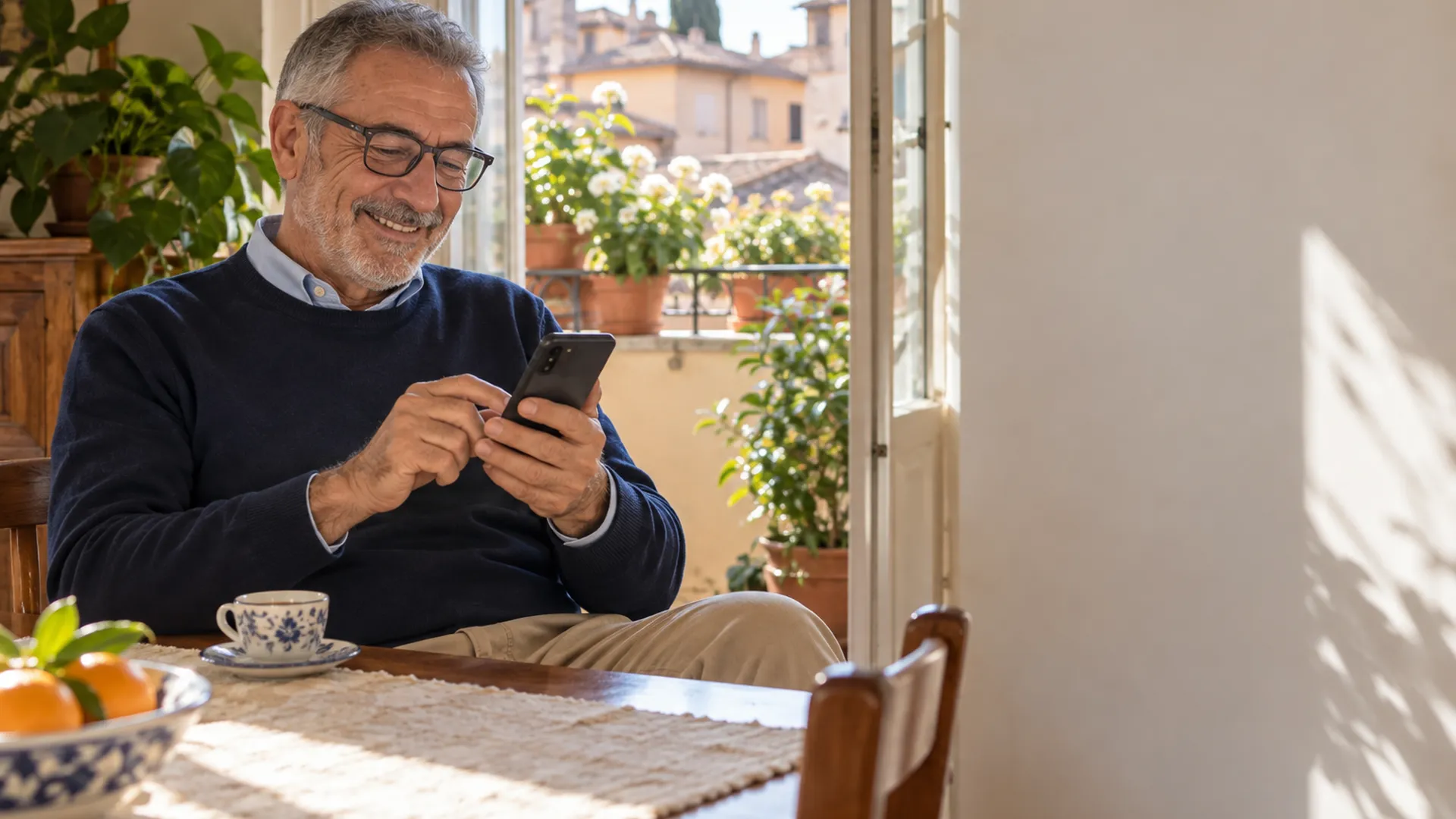 Franco al tavolo col caffè, sabato mattina, scrive nel gruppo di famiglia